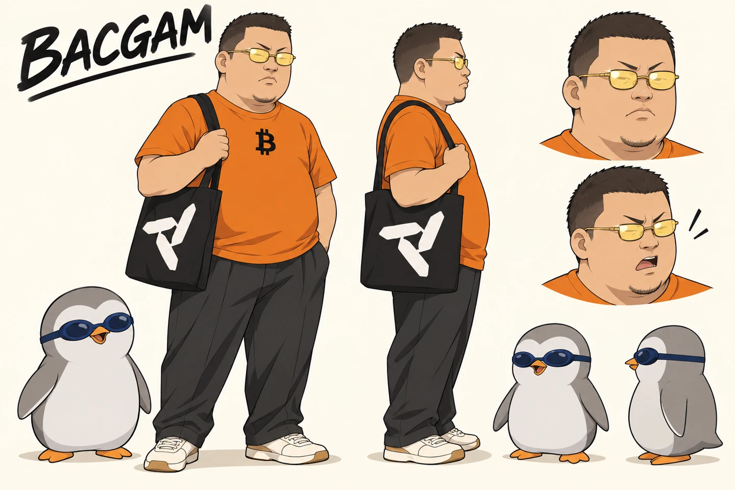 BACGAM full character artwork with poses and expressions