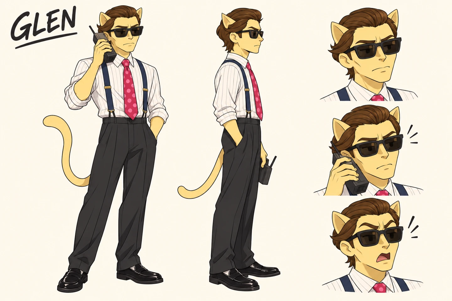 GLEN full character artwork with poses and expressions