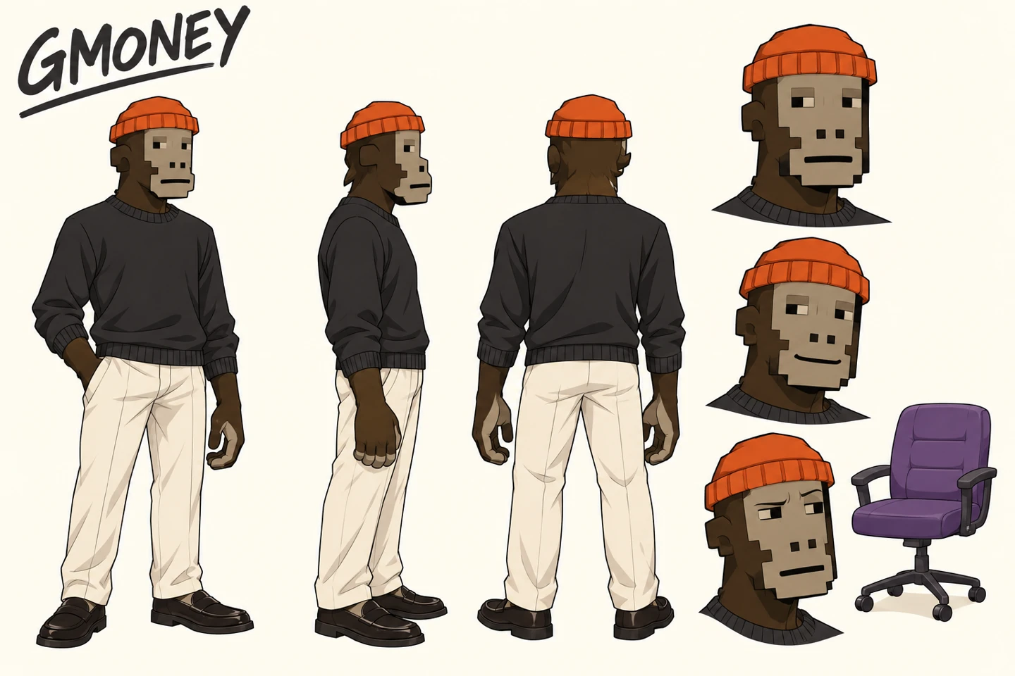 GMONEY full character artwork with poses and expressions
