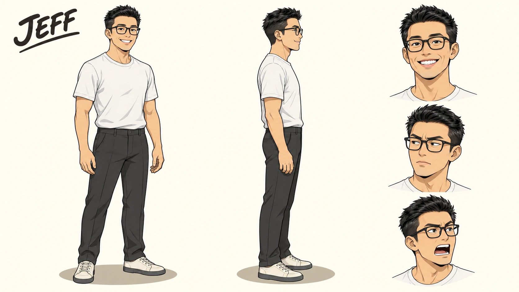 JEFF YAN full character artwork with poses and expressions