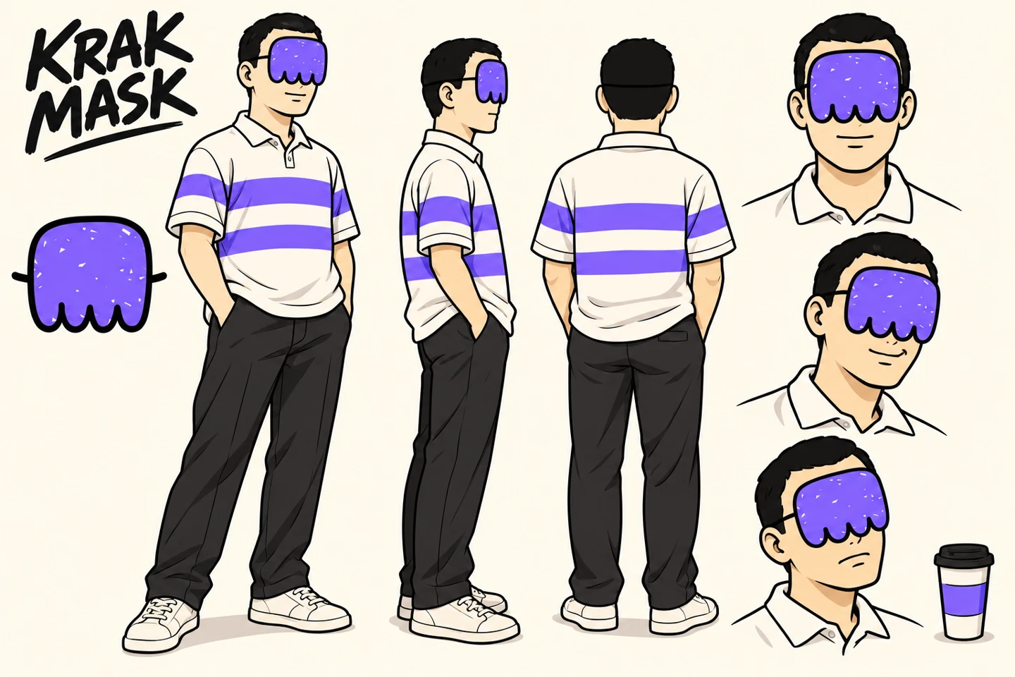 KRAK MASK full character artwork with poses and expressions
