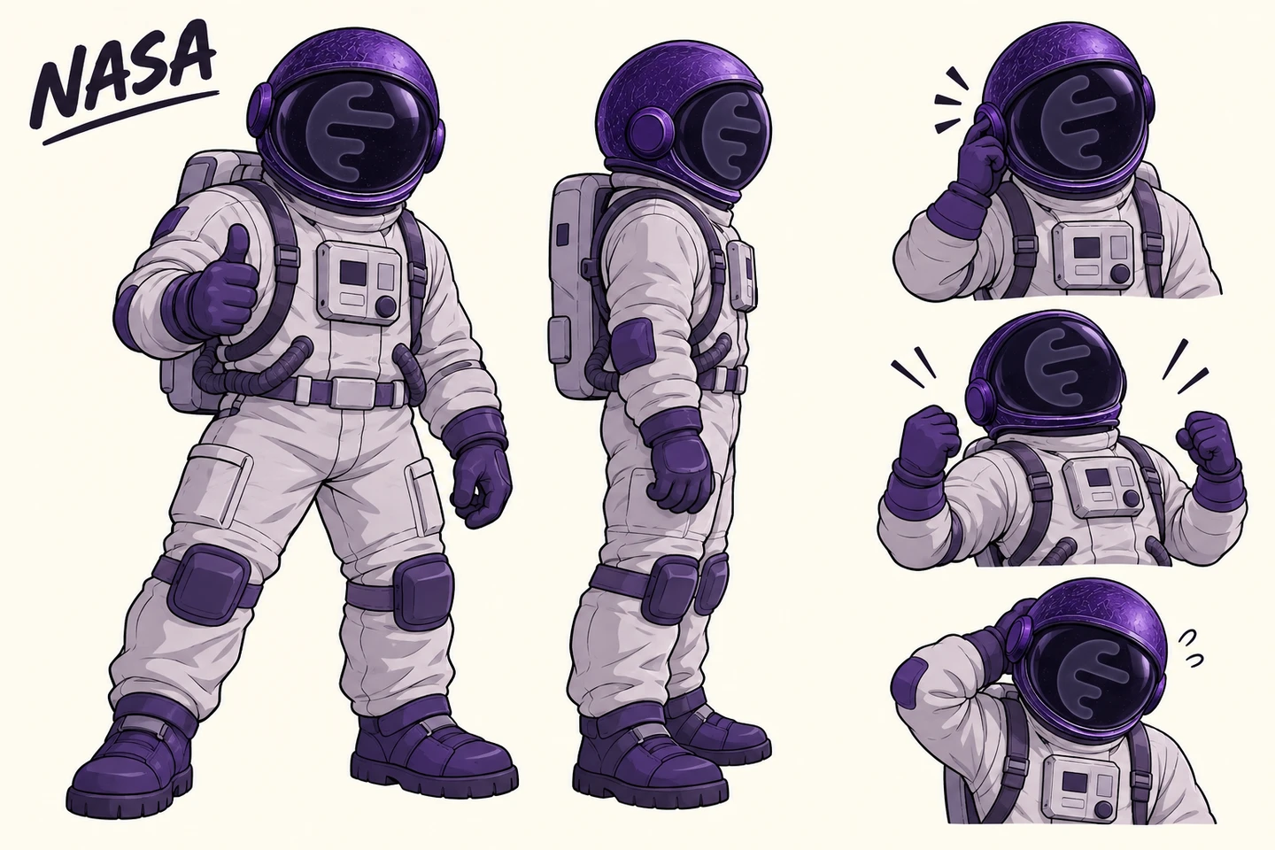 NASA full character artwork with poses and expressions
