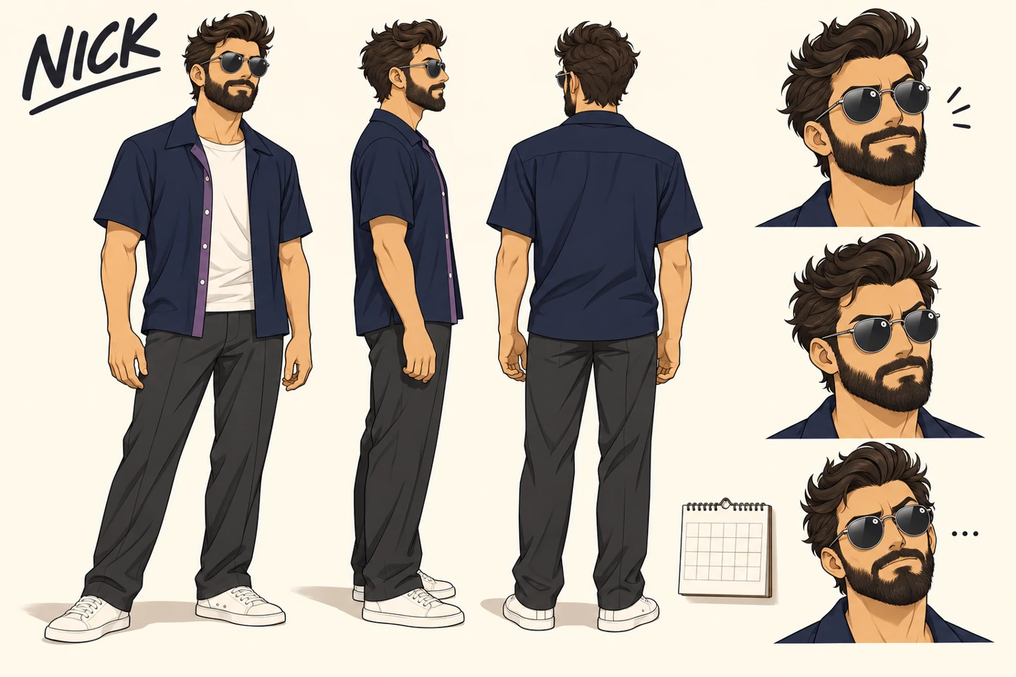 NICK full character artwork with poses and expressions